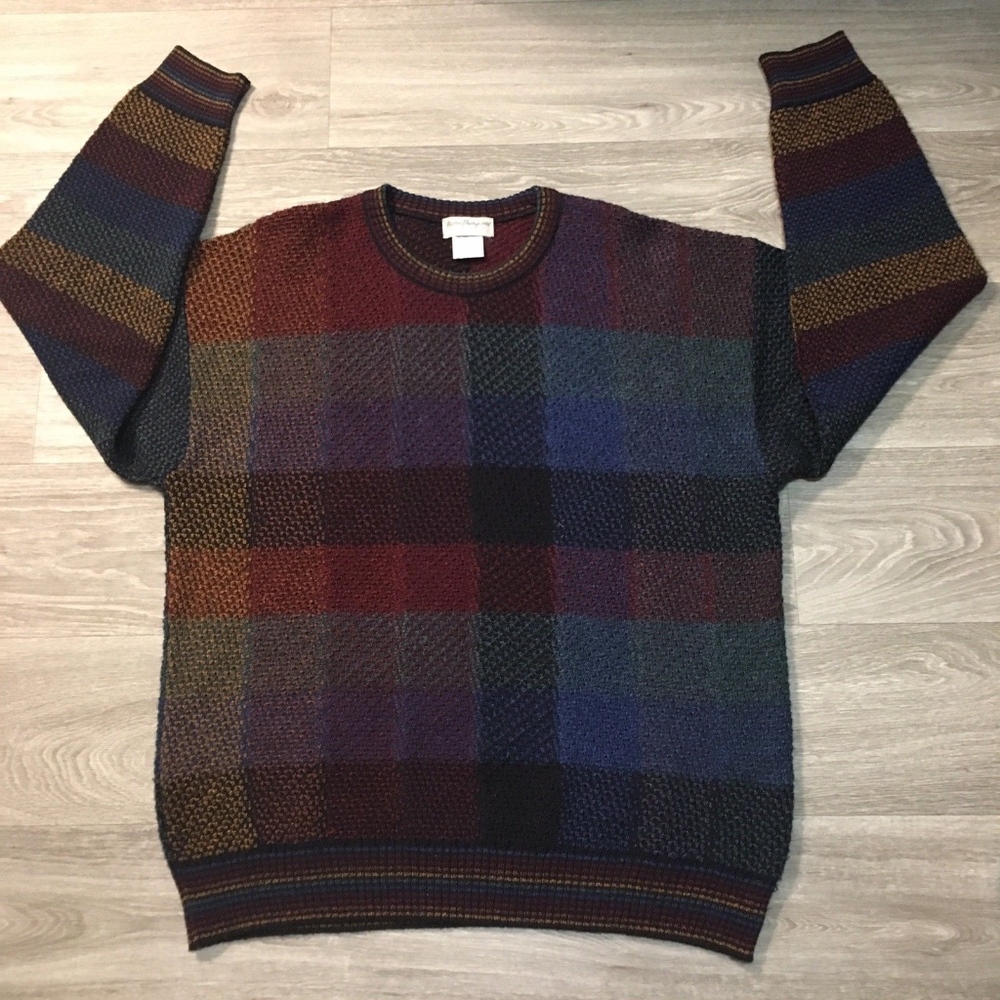 Norm Thompson Sweater Patchwork Wool blend Italy